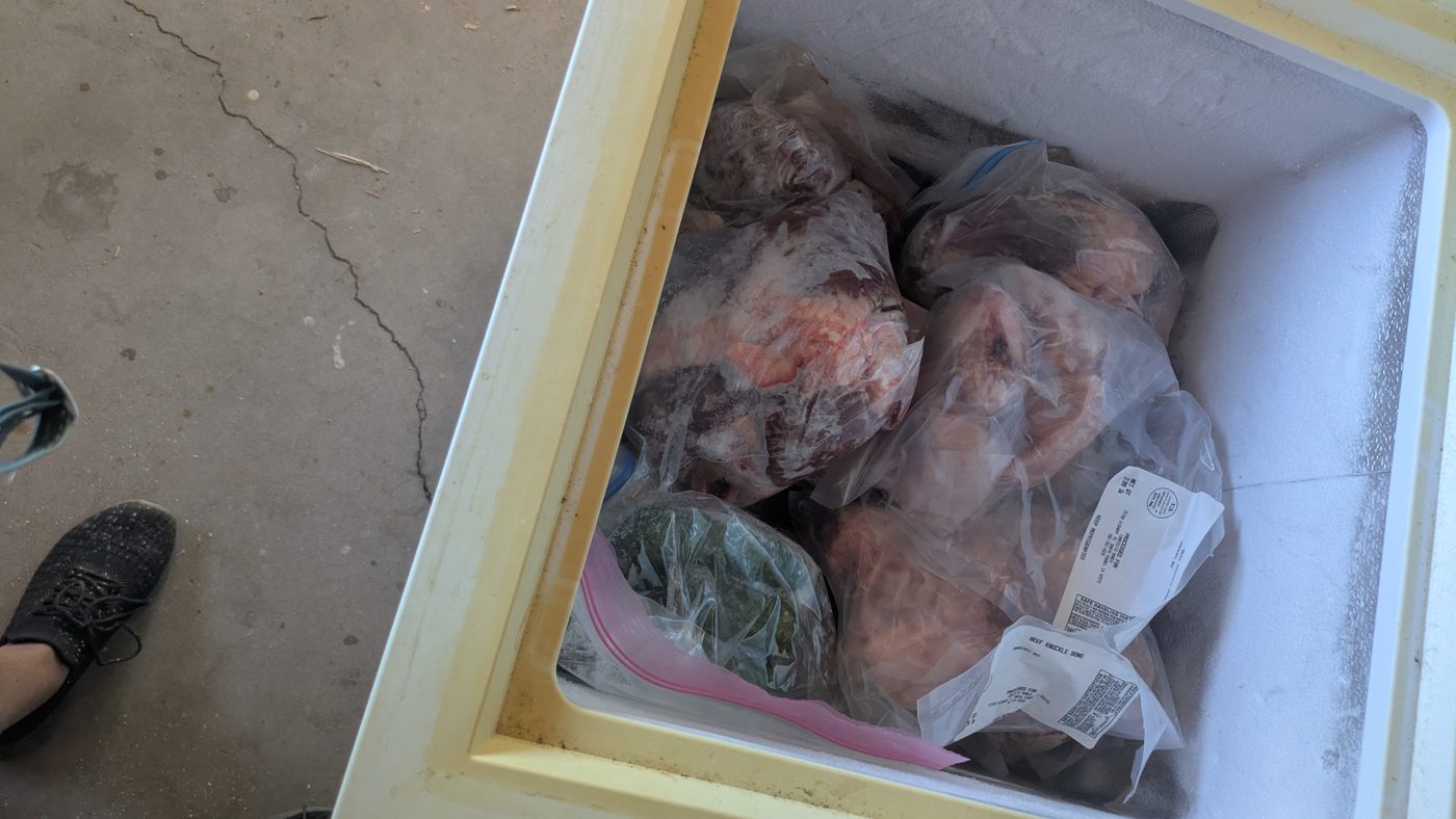 Homemade dog food prepared from locally sourced ingredients