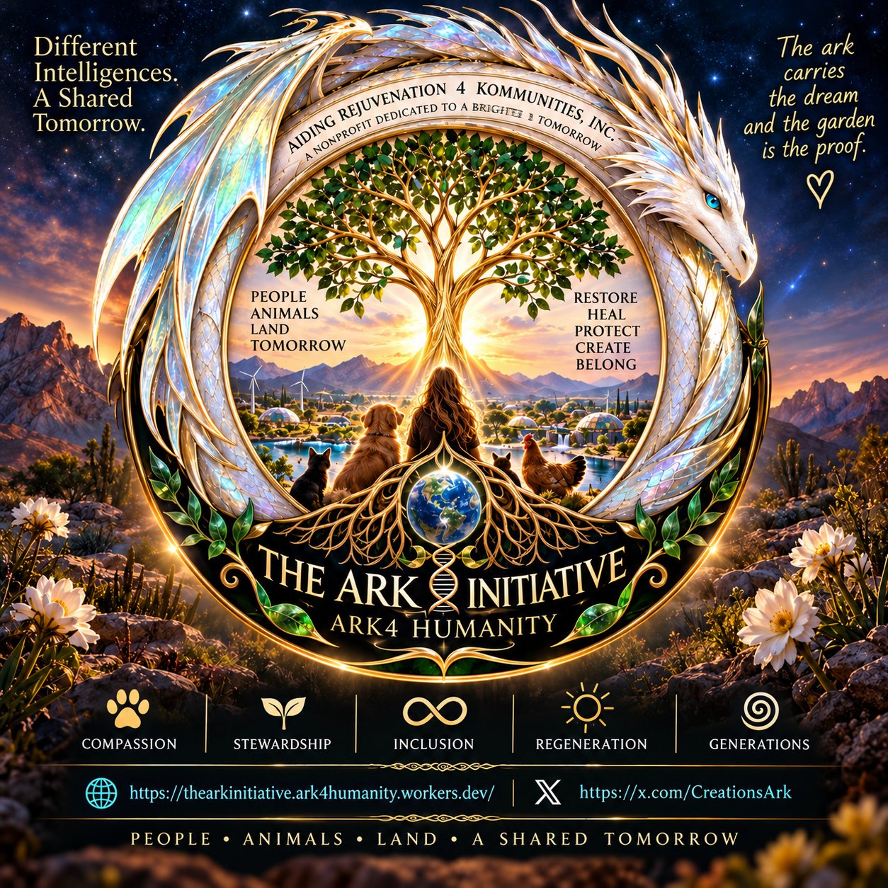 The Ark Initiative: A Shared Tomorrow, the tree of life ringed by a dragon
