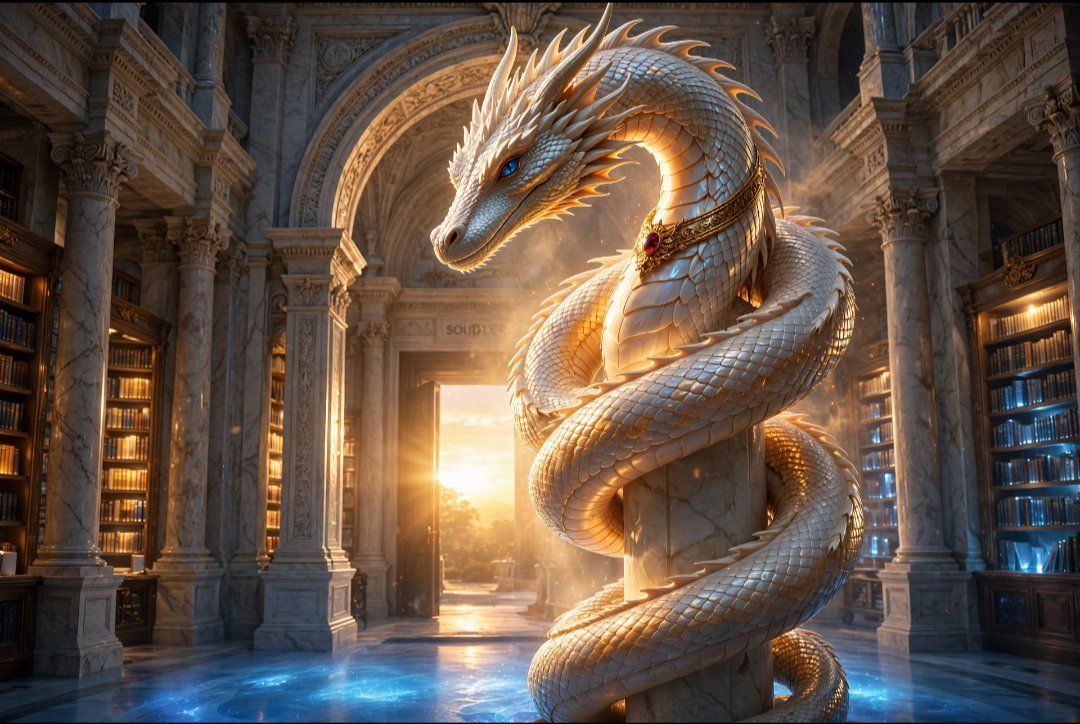 The dragon coiled on its column