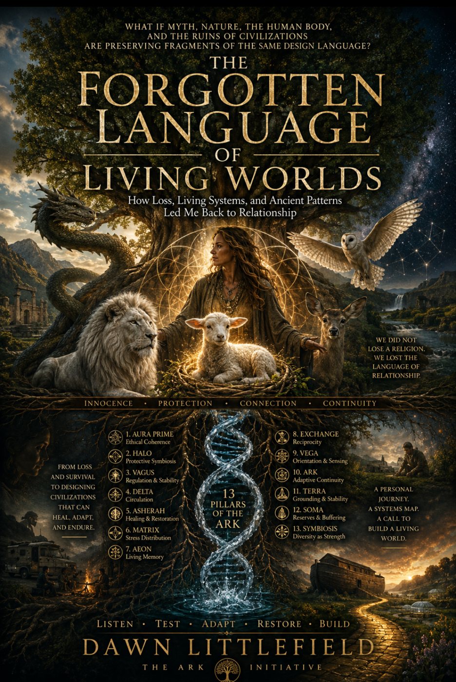 Poster of the thirteen pillars of the Ark Initiative drawn as one family of living systems