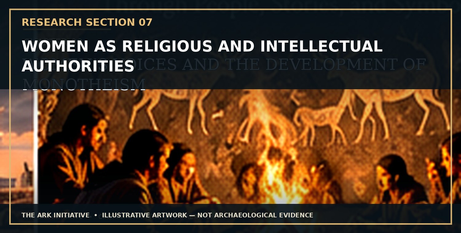 Before the Maps Changed — Research Section 7: Women as Religious and Intellectual Authorities. Illustrative artwork — not archaeological evidence.