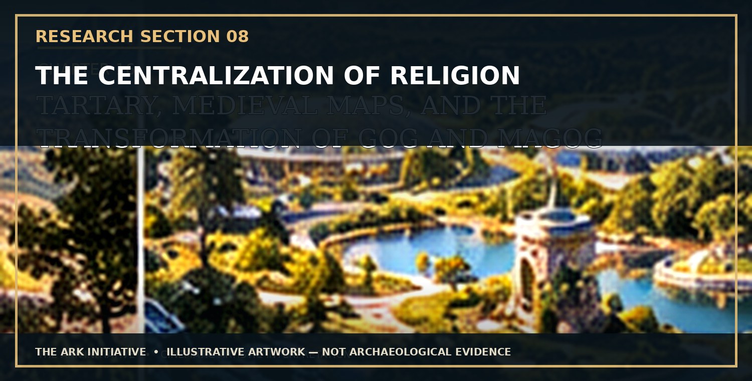 Before the Maps Changed — Research Section 8: The Centralization of Religion. Illustrative artwork — not archaeological evidence.