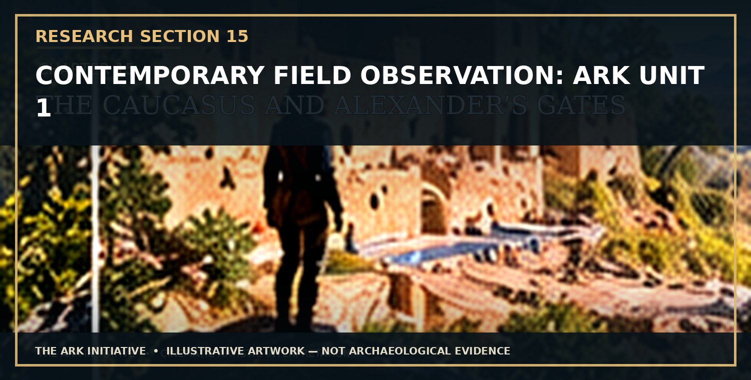 Before the Maps Changed — Research Section 15: Contemporary Field Observation: Ark Unit 1. Illustrative artwork — not archaeological evidence.