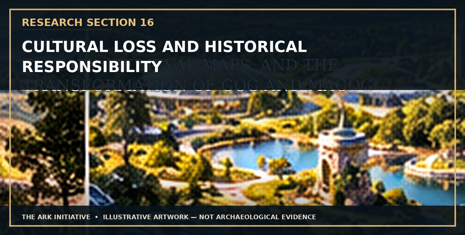 Before the Maps Changed — Research Section 16: Cultural Loss and Historical Responsibility. Illustrative artwork — not archaeological evidence.