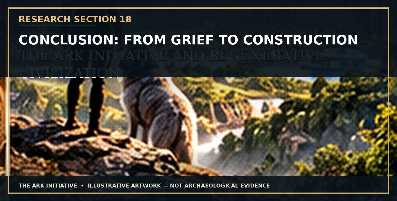 Before the Maps Changed — Research Section 18: Conclusion: From Grief to Construction. Illustrative artwork — not archaeological evidence.