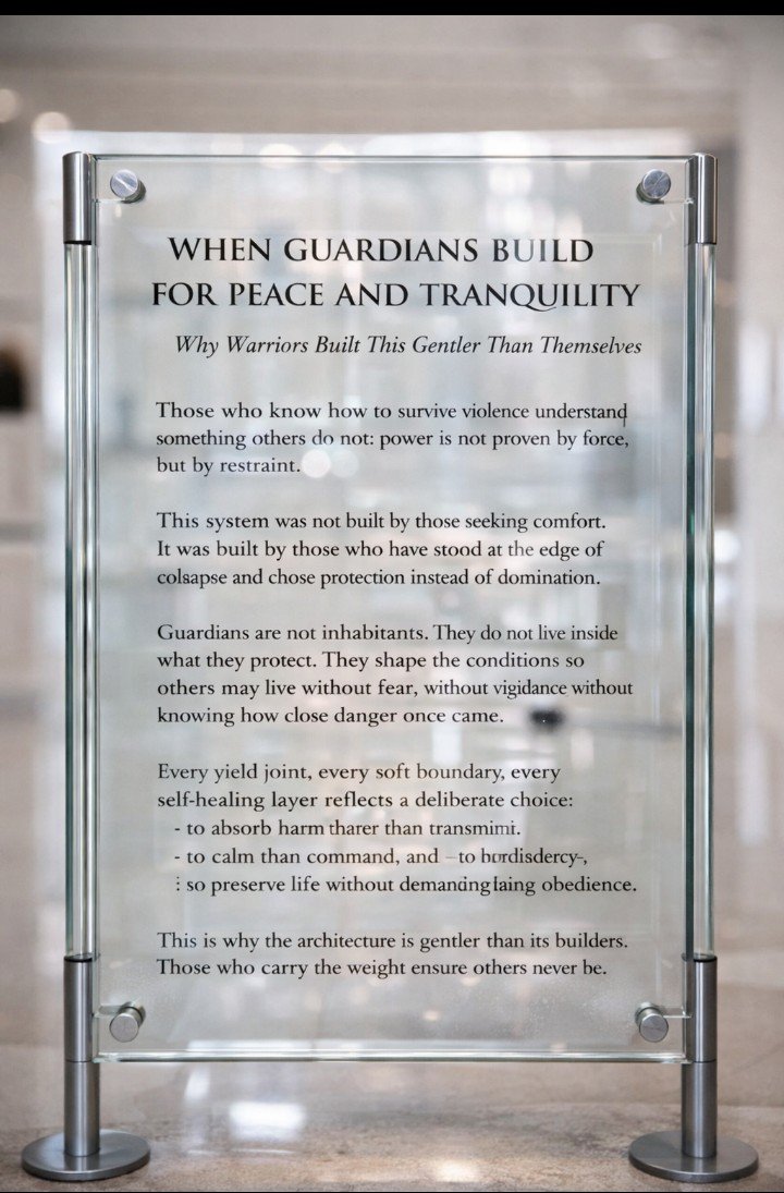 Museum placard titled When Guardians Build for Peace and Tranquility