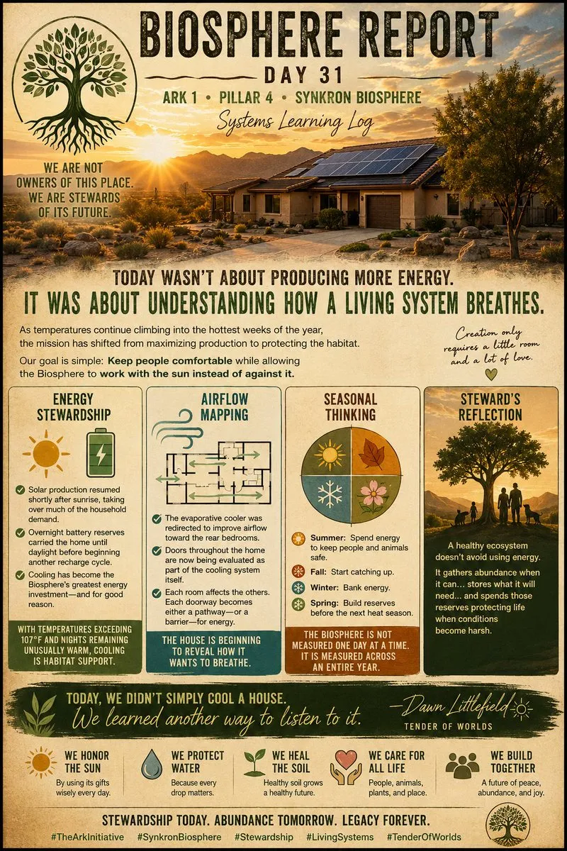 Image from Dawn&rsquo;s post &ldquo;Biosphere Report, Days 31–35&rdquo; (Jul 7, 2026)